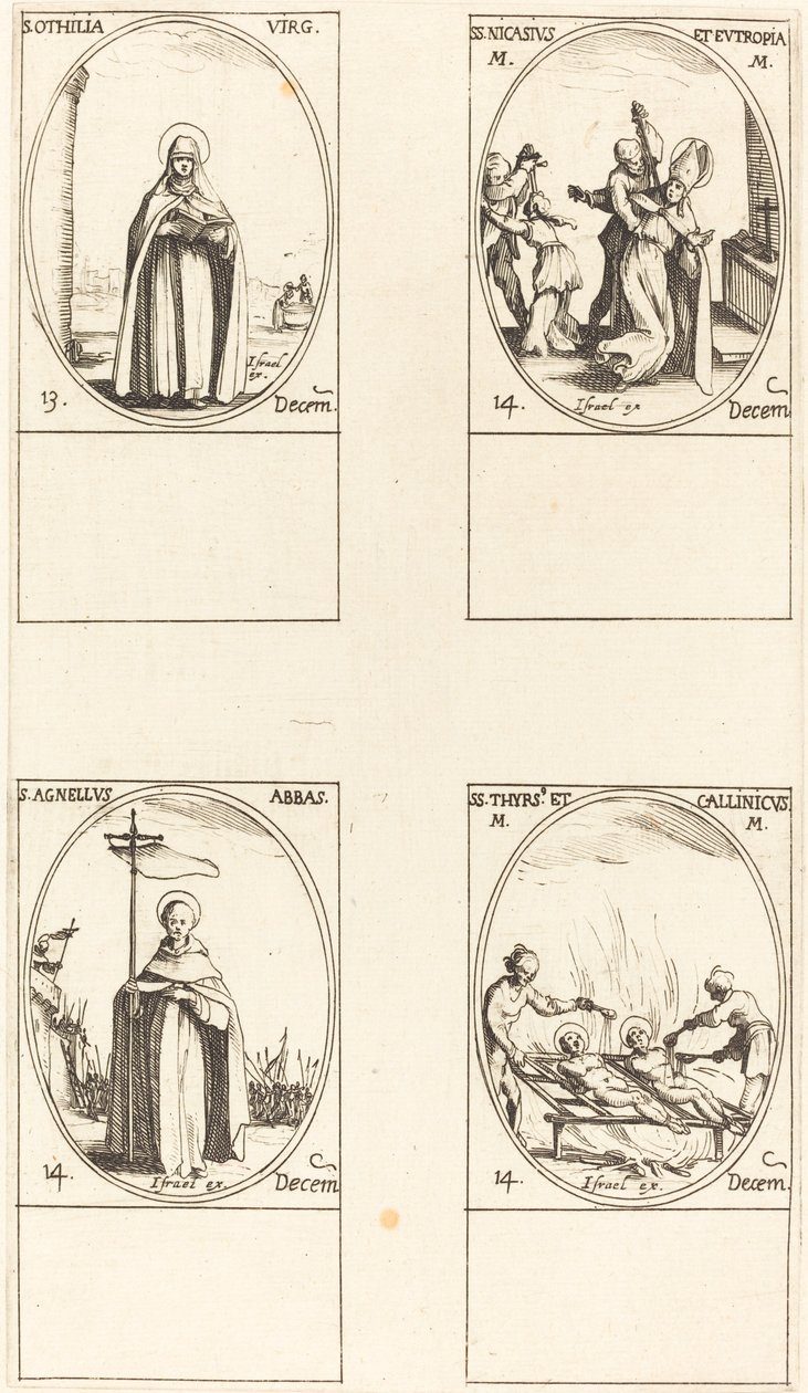 St. Othilia; Sts. Nicasius og Eutropia; St. Agnelus; Sts. Thyrs