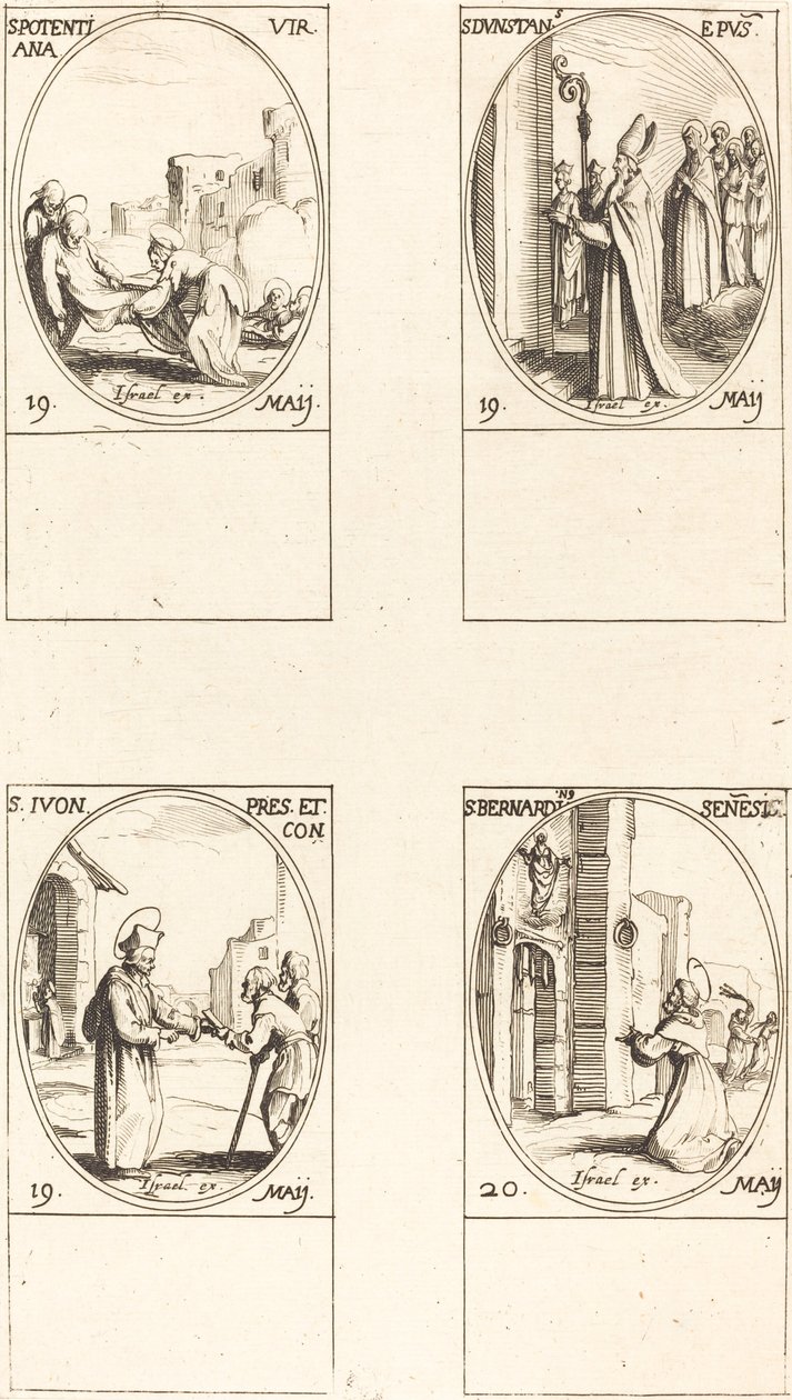 St. Potensiell; St. Dunstan; St. Yves; St. Bernardinus av Siena av Jacques Callot