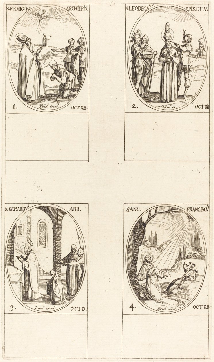St. Remigius; St. Leodegarius; St. Gerard, Abbed; St. Frans av Assisi av Jacques Callot