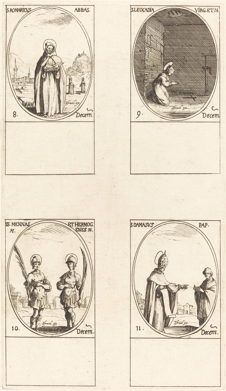 St. Romaricus; St. Leocadia; Sts. Mennas og Hermogenes; St. Damasus av Jacques Callot
