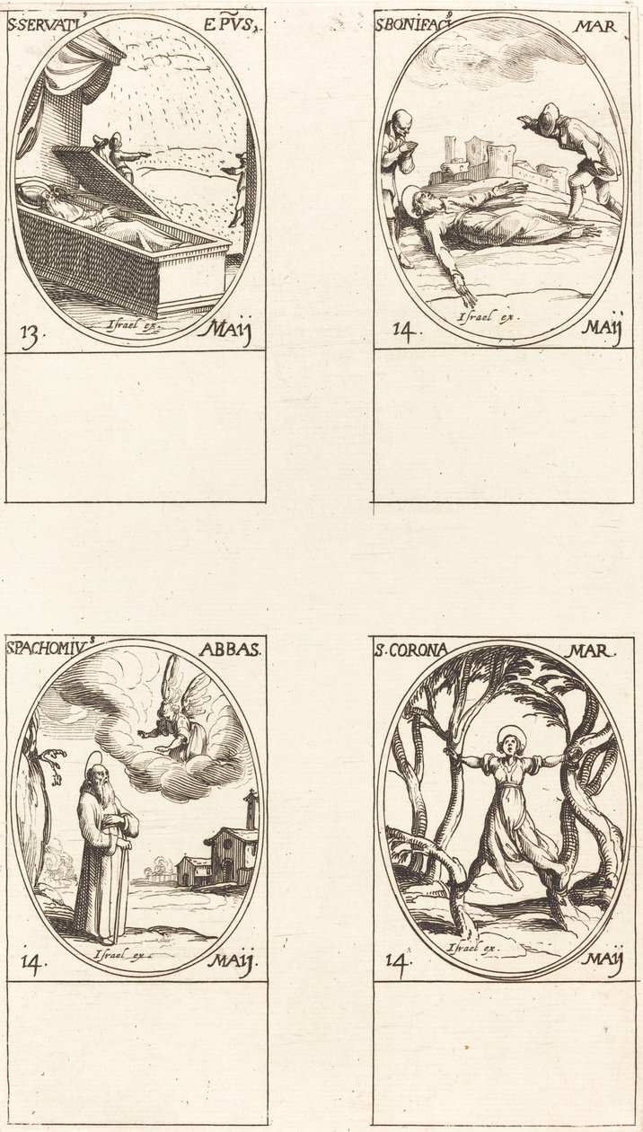 St. Servatius; St. Bonifatius; St. Pachomius; St. Corona av Jacques Callot