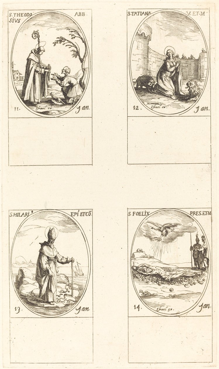 St. Theodosius; St. Tatiana; St. Hilary; St. Felix av Jacques Callot