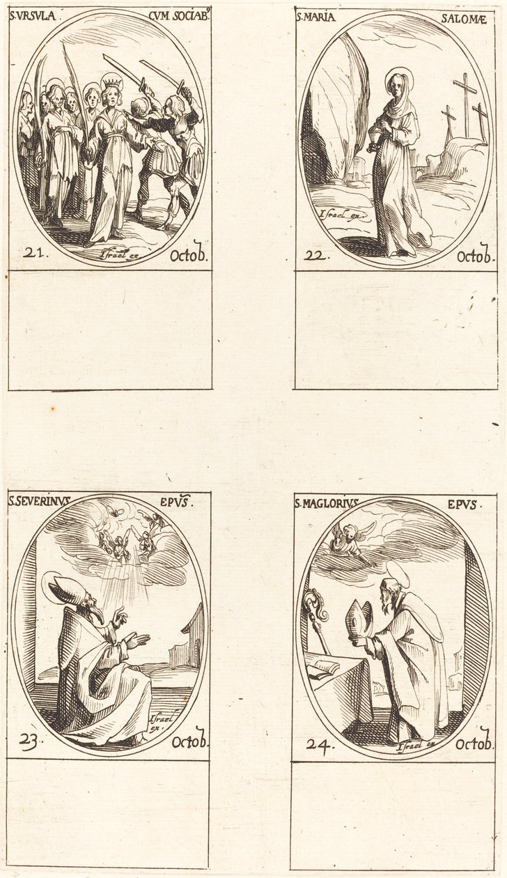 St. Ursula og ledsagere; St. Mary Salome; St. Severinus; St. Maglorius av Jacques Callot