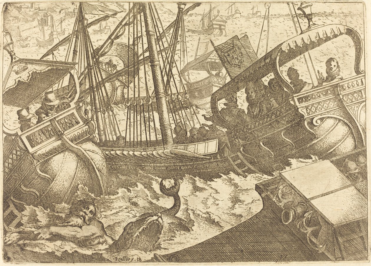 Storm utenfor kysten av Barcelona av Jacques Callot
