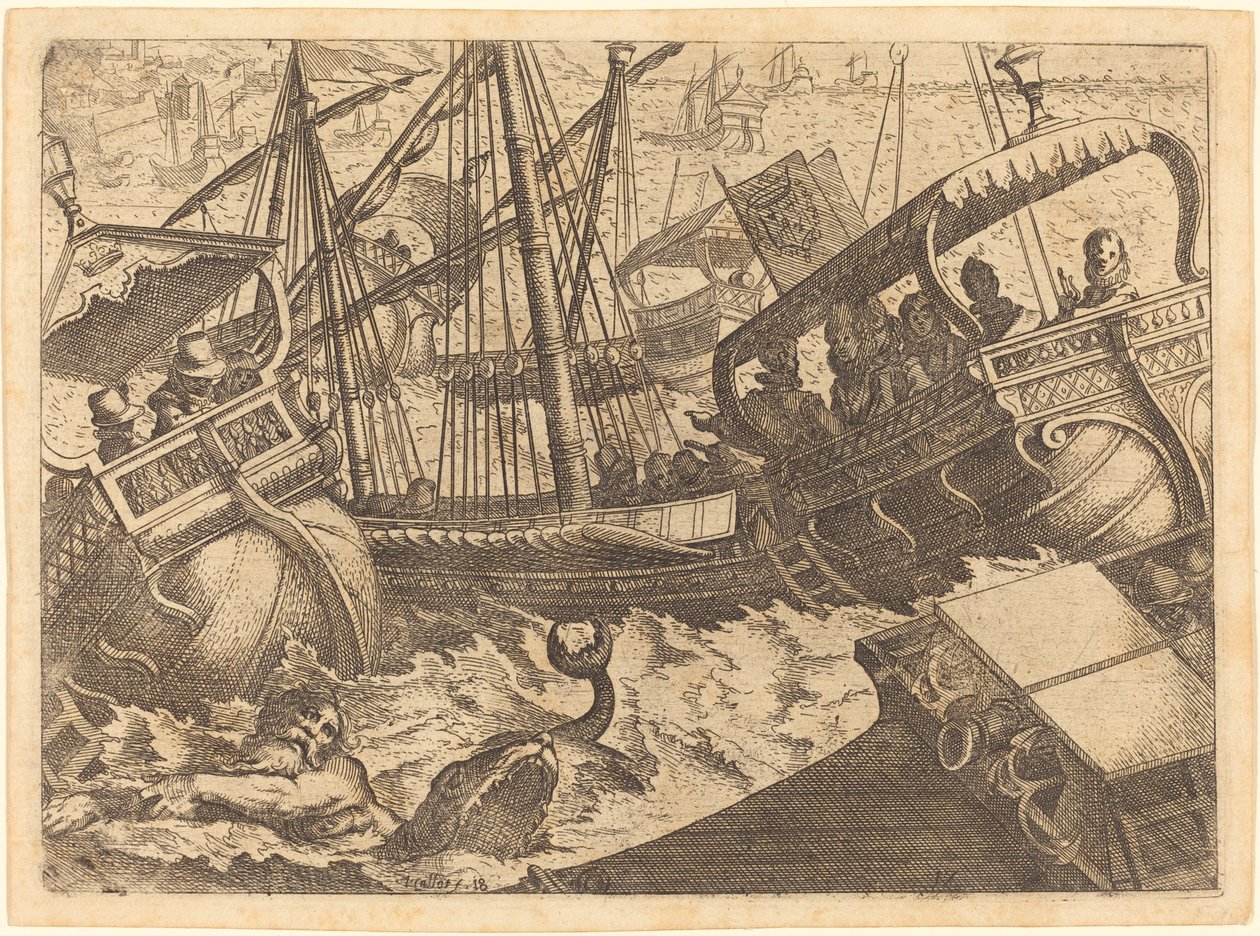 Storm utenfor kysten av Barcelona av Jacques Callot