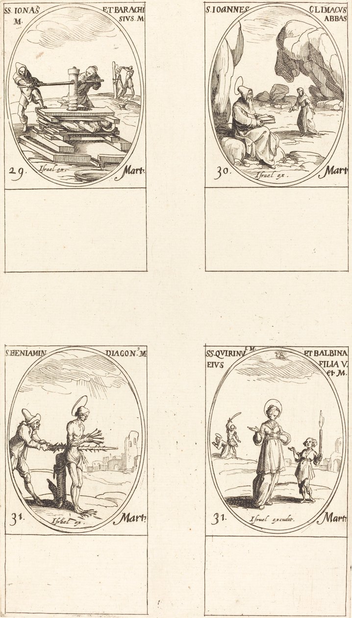Sts. Jonas & Barachisius; St. Louis John Climacus, abbed; St. Louis Benjamin; Sts. Quirinus & Bal av Jacques Callot