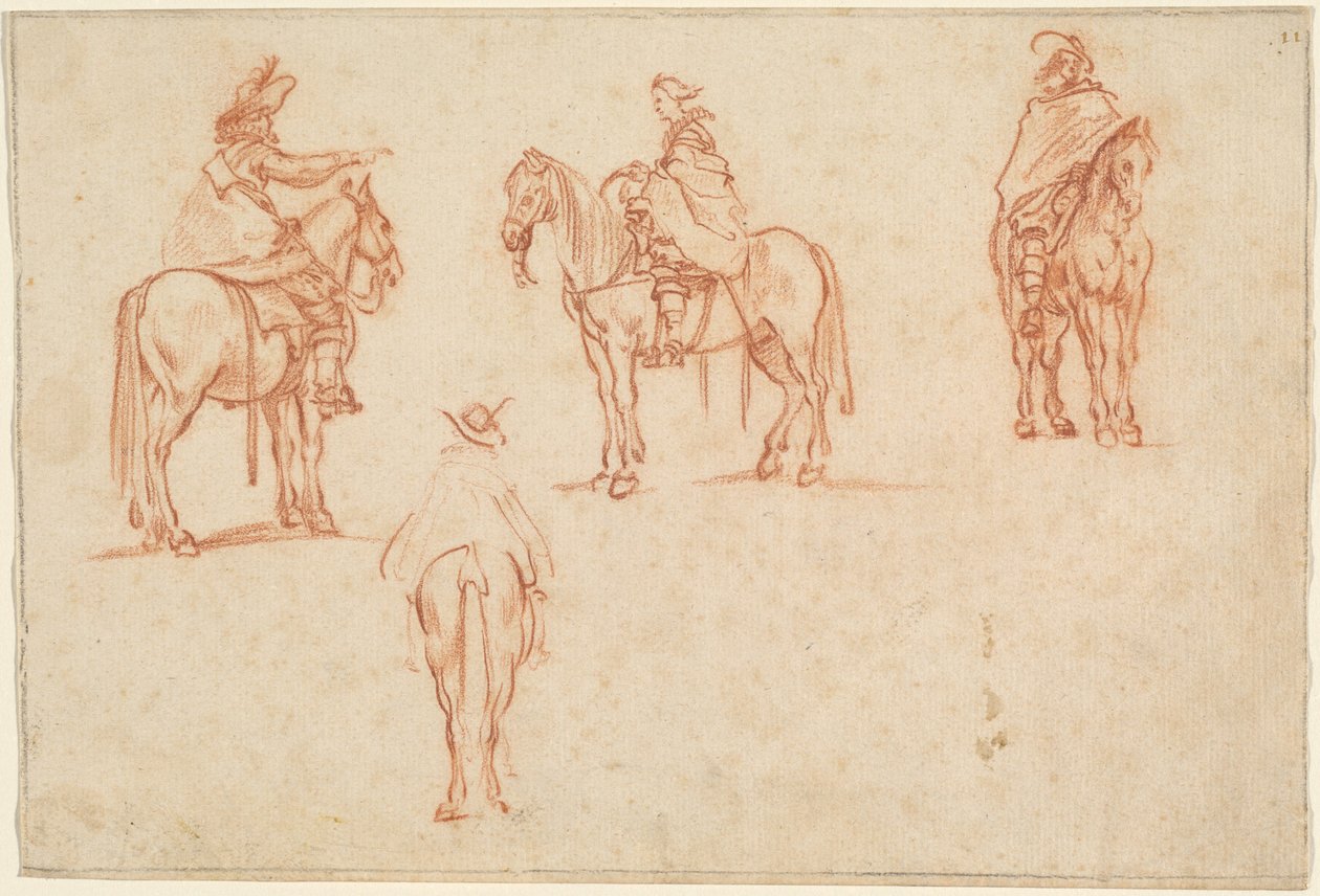 Studie av fire ryttere av Jacques Callot