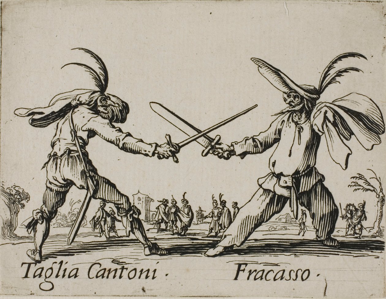 Taglia Cantoni - Fracasso, tallerken 24 fra Balli di Sfessania av Jacques Callot