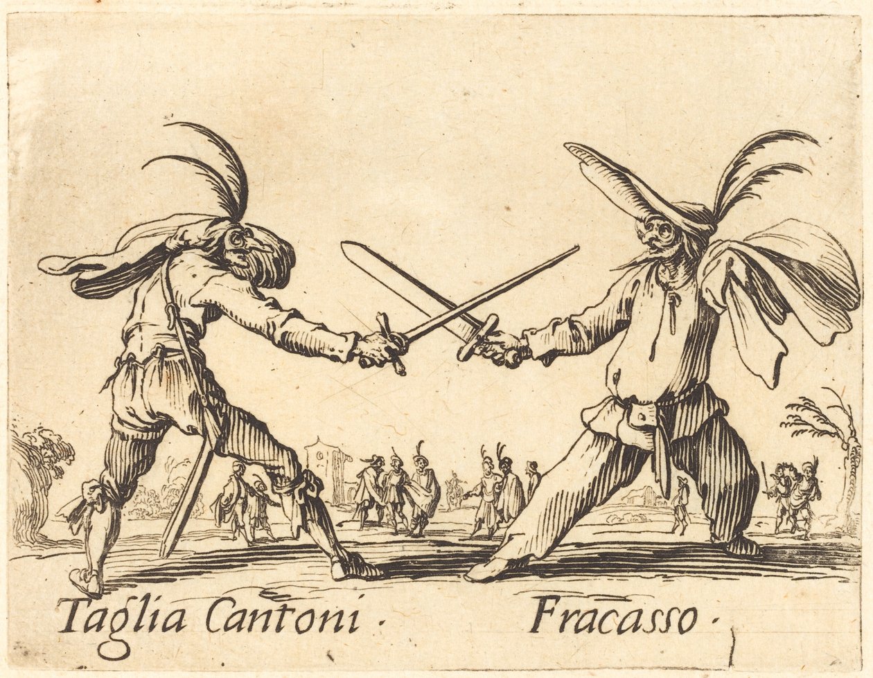 Taglia Cantoni og Fracasso, ca. 1622. av Jacques Callot