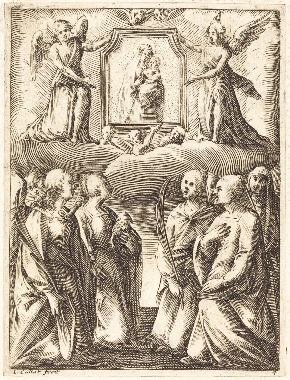 Tilbedelsen av jomfruen og barnet av Jacques Callot