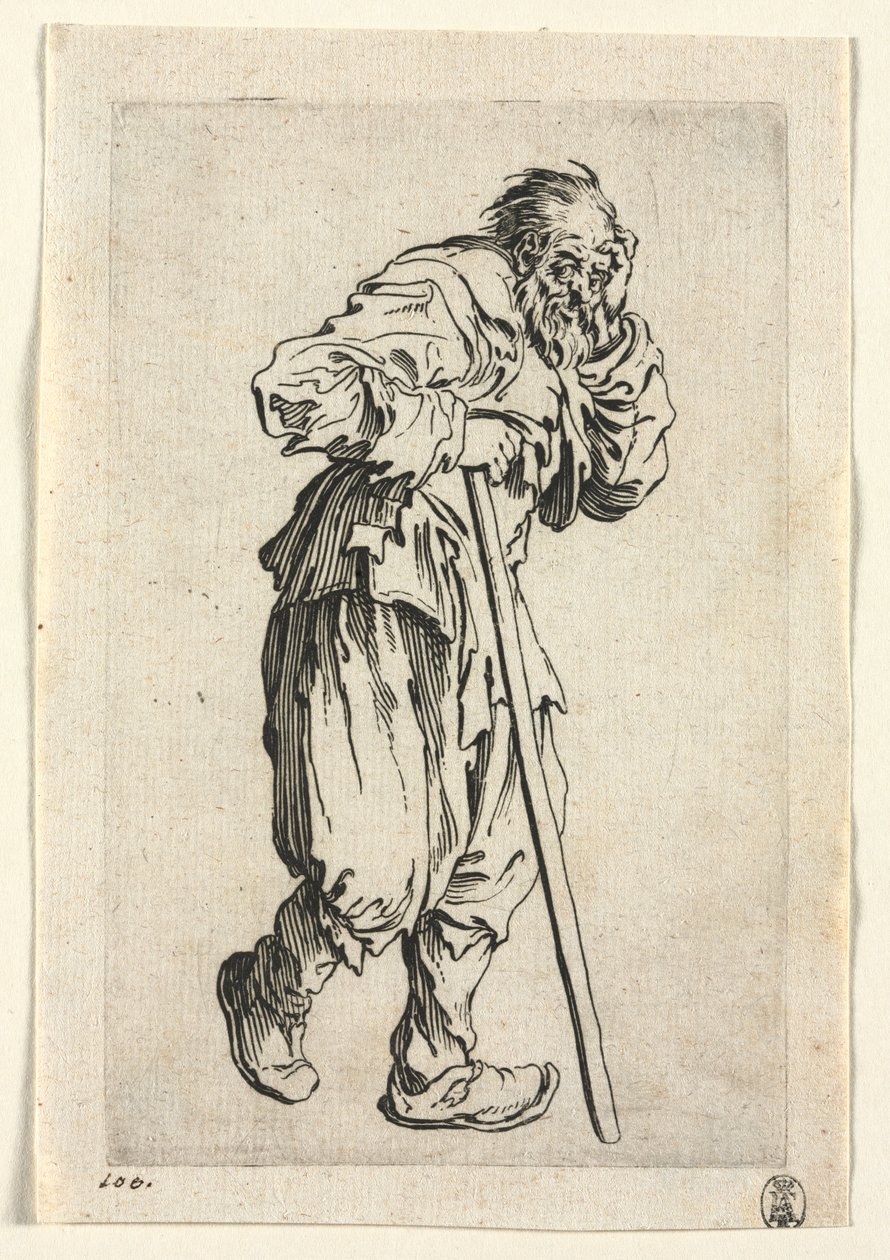 The Beggars: Beggar Leaning on a Stick av Jacques Callot