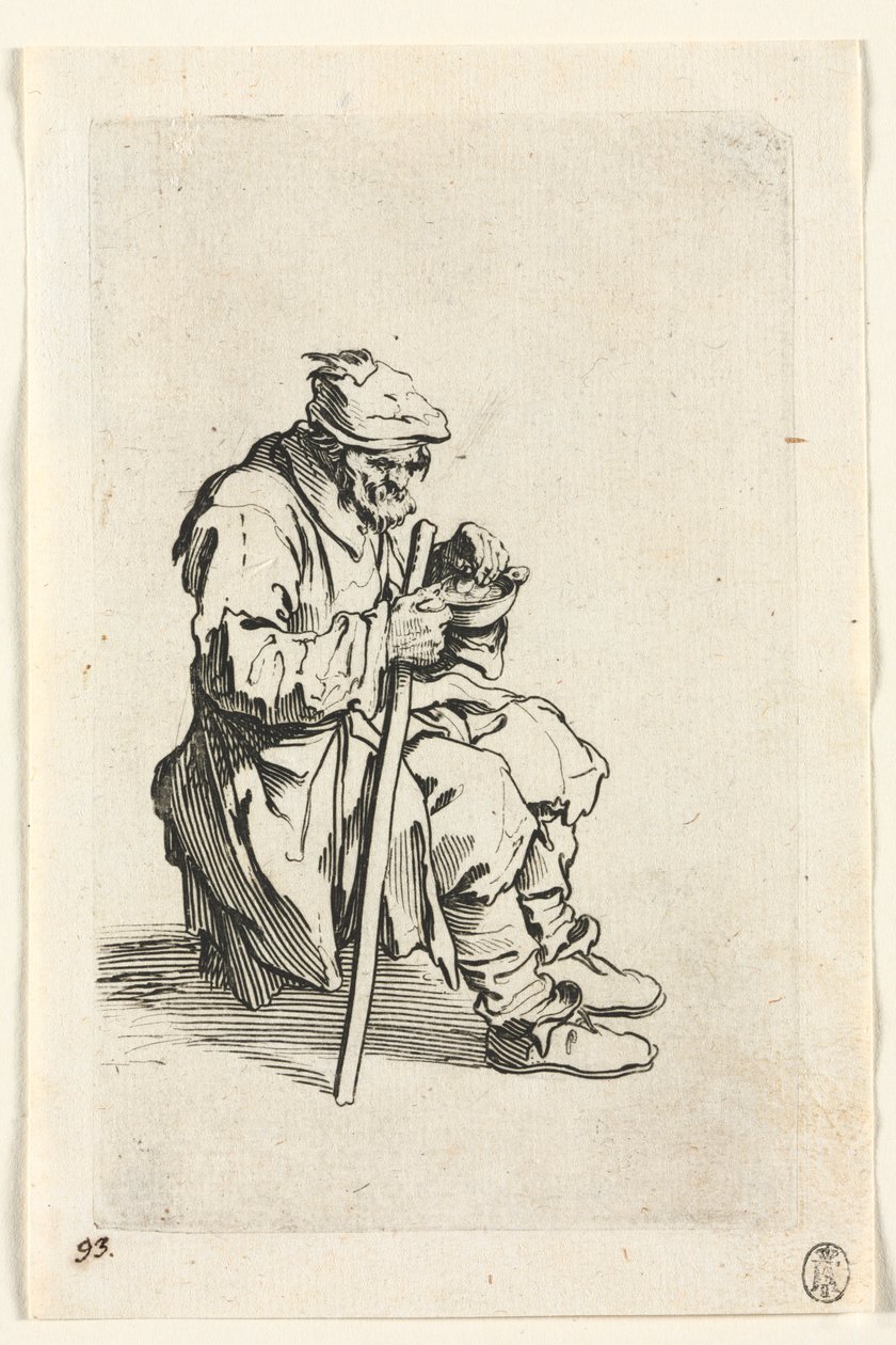 Tiggerne: Tigger som sitter og spiser, ca. 1623. av Jacques Callot