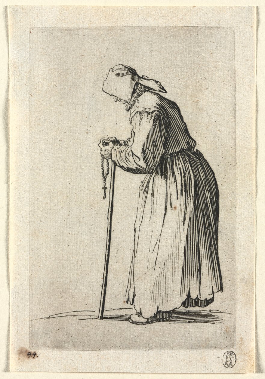 Tiggerne: Tigger ved rosenkransen hennes, ca. 1623. av Jacques Callot