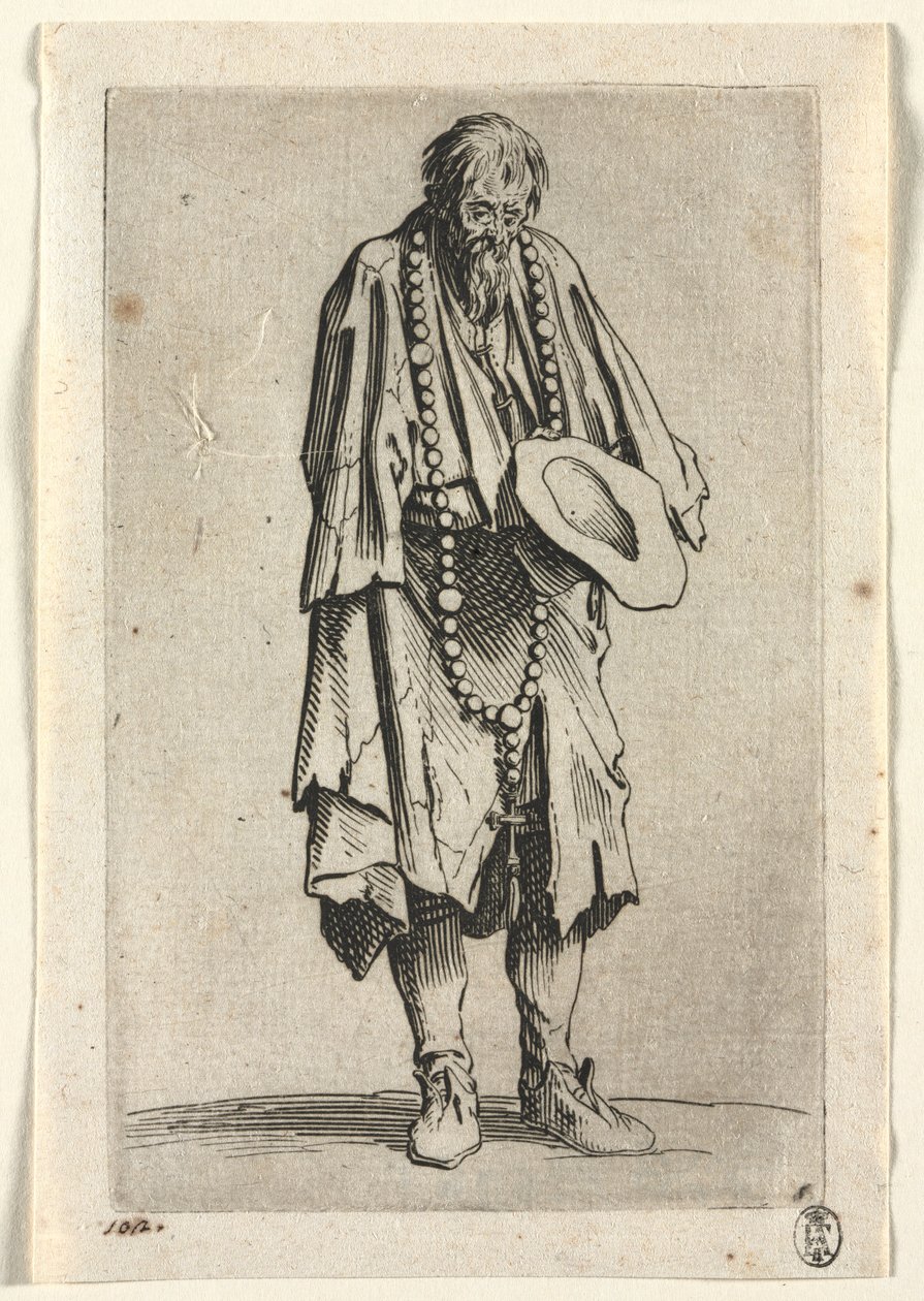 Tiggerne: Tigger med rosenkrans , ca. 1623. av Jacques Callot