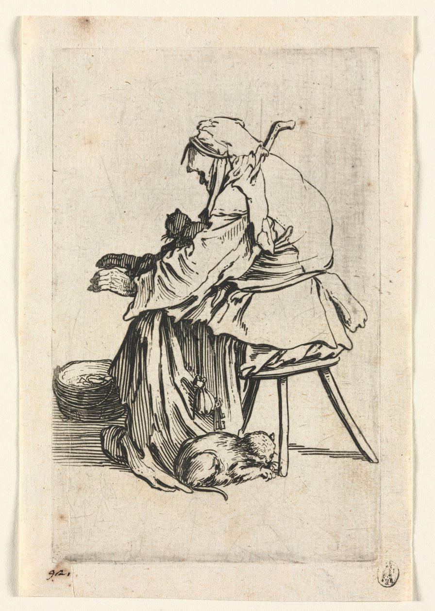 The Beggars: Old Woman and Cats , ca. 1623. av Jacques Callot