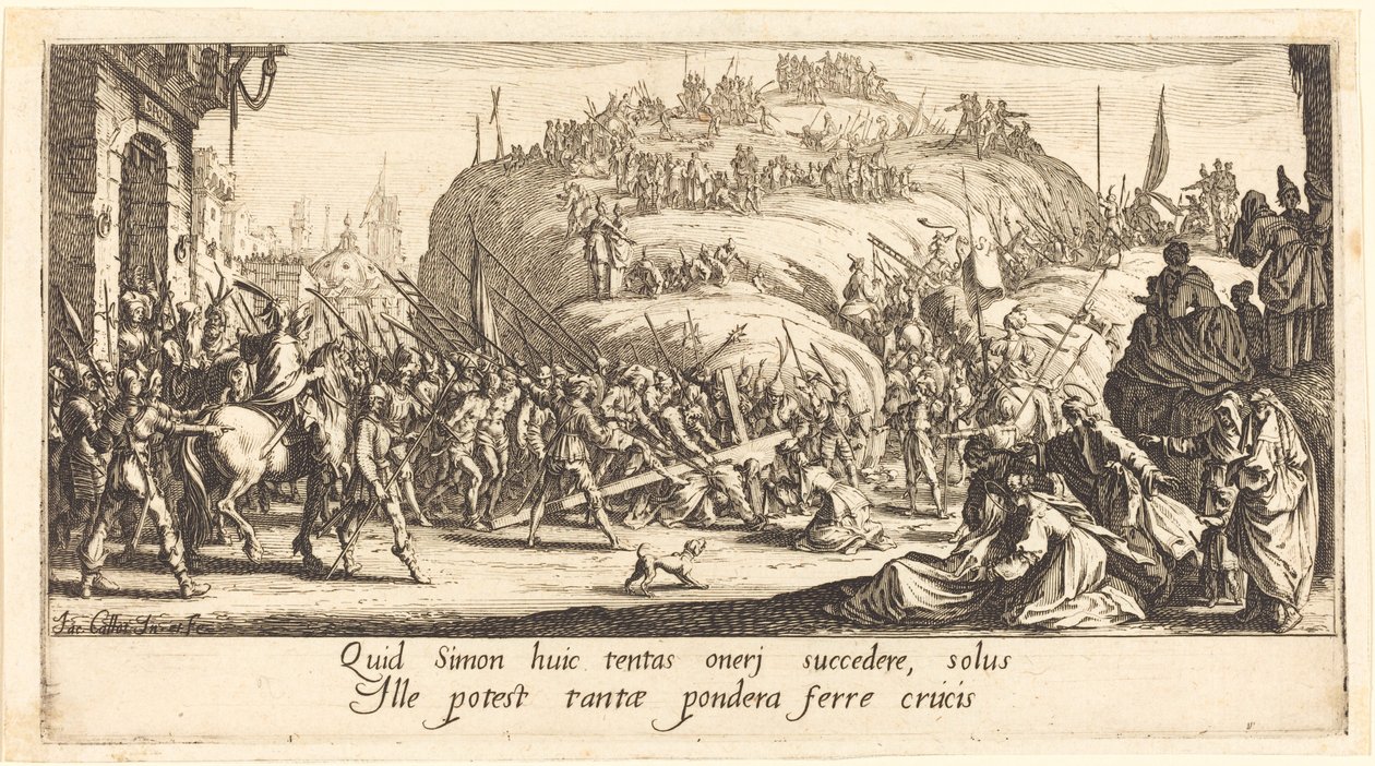 Bæringen av korset av Jacques Callot