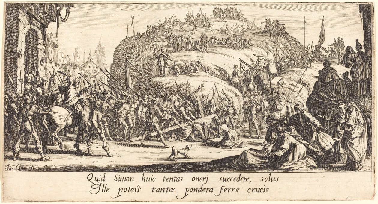 Bæringen av korset av Jacques Callot