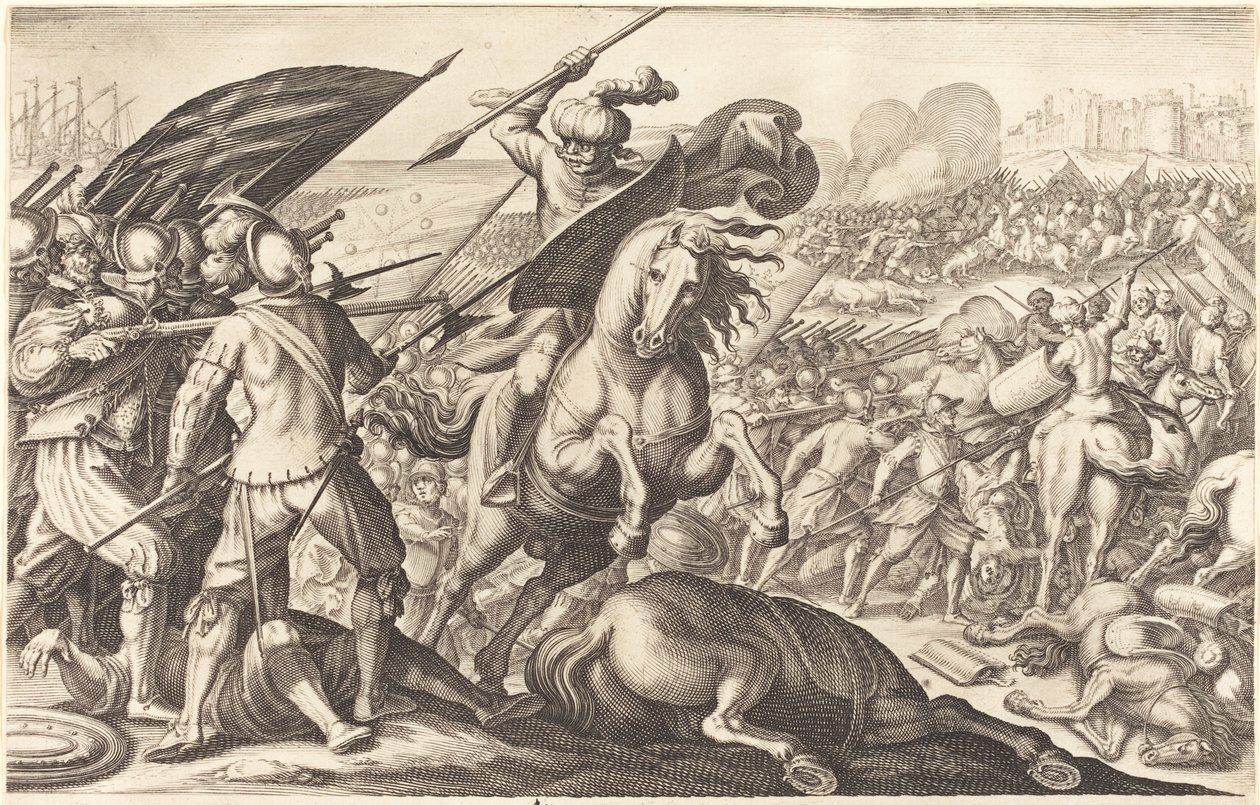Nederlaget til det tyrkiske kavaleriet, ca. 1614. av Jacques Callot