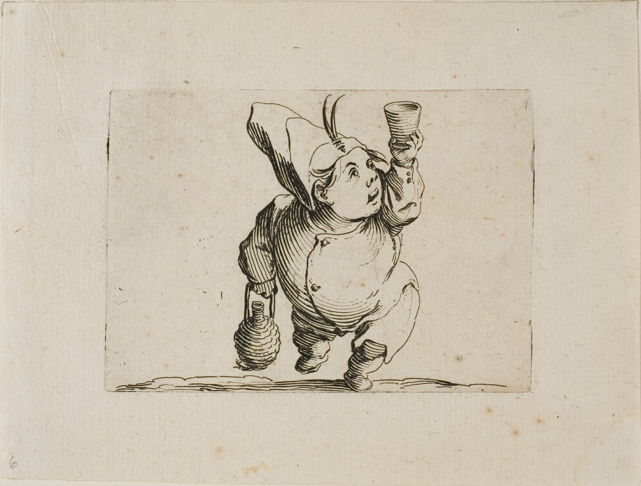 Drikkeren sett forfra, fra Varie Figure Gobbi av Jacques Callot