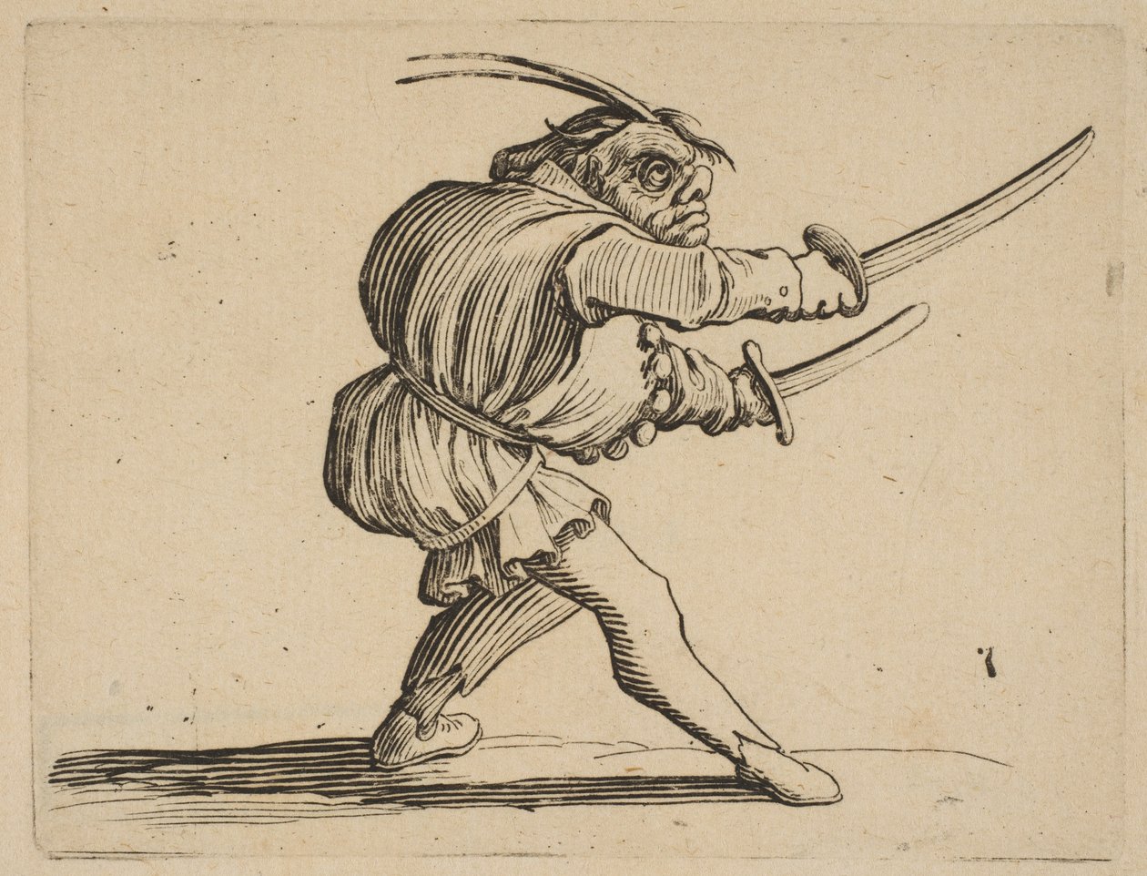 The Duelliste aux Deux Sabres Duelisten med to sabler, fra Varie Figure Gobbi, s..., 1616-22. av Jacques Callot