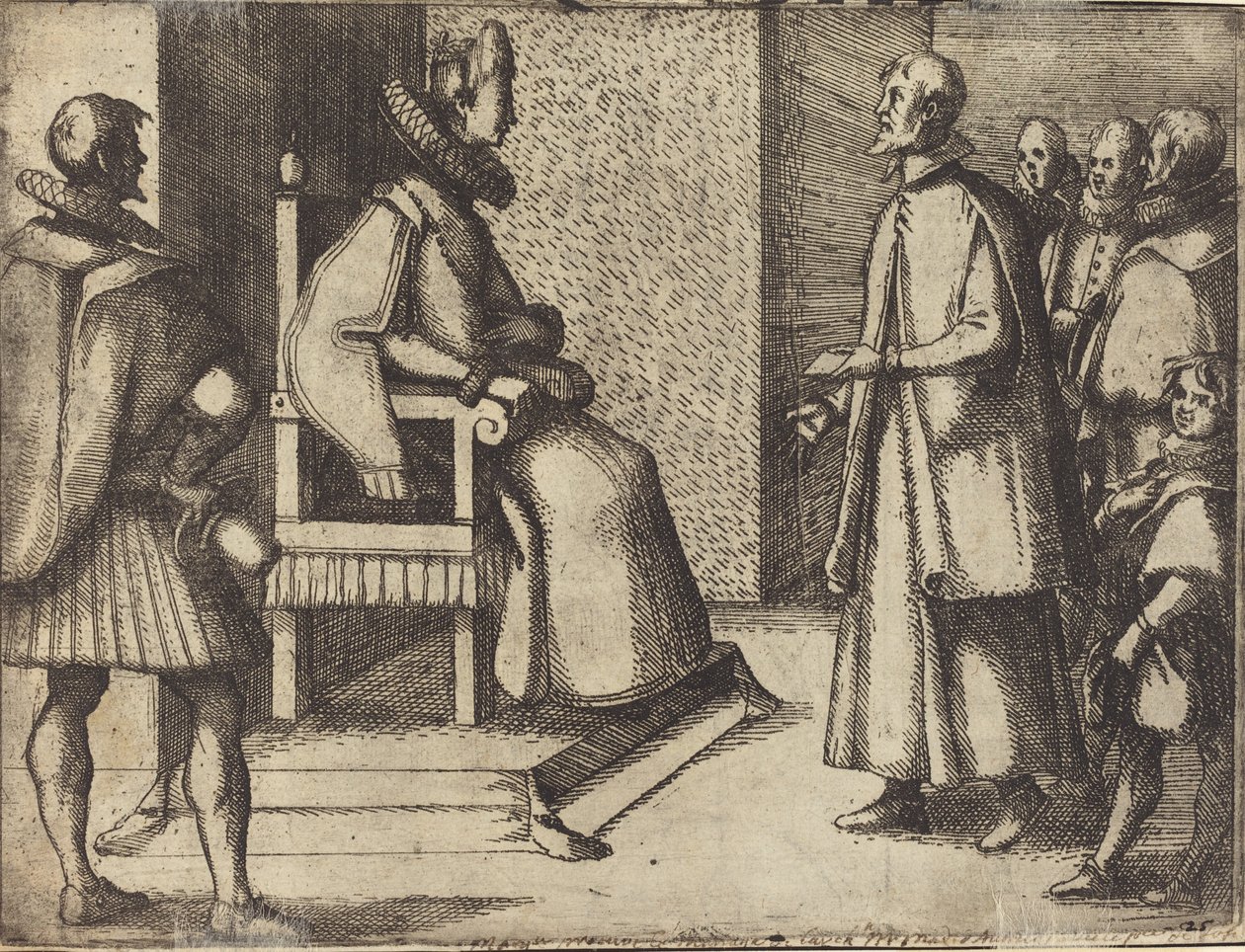 Toscanas utsending takker dronningen [verso] av Jacques Callot