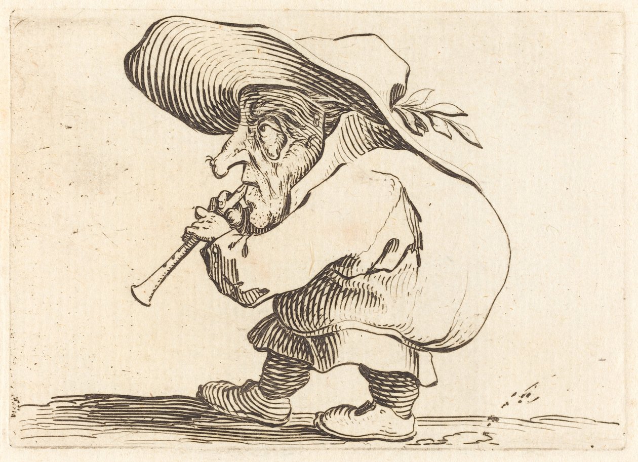 Flageolet-spilleren, ca. 1622. av Jacques Callot