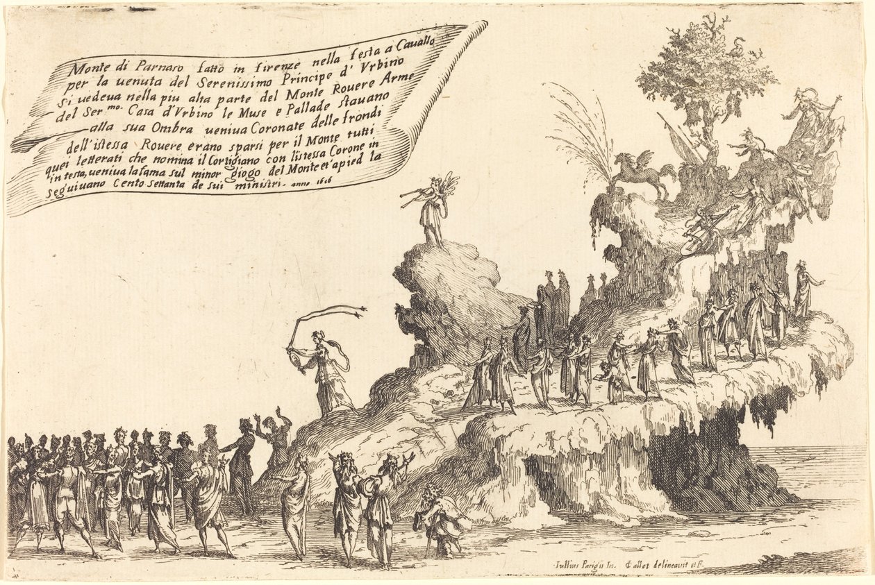 Fløten av Mount Parnassus av Jacques Callot