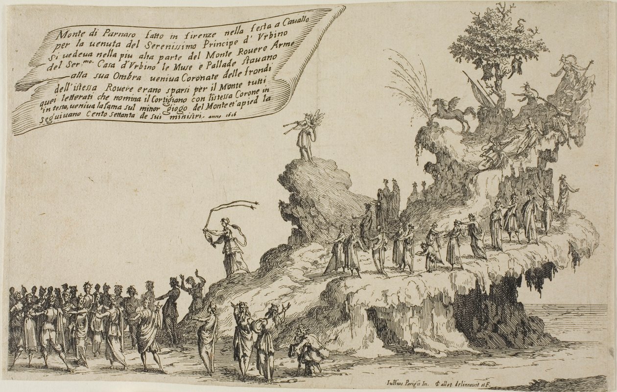 Float of Mount Parnassus, fra The War of Beauty av Jacques Callot