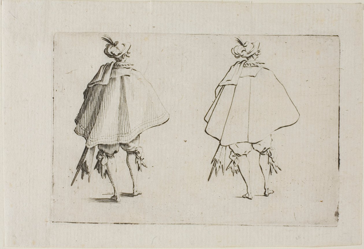 The Gentleman with a Large Coat, sett fra baksiden, fra The Caprices av Jacques Callot