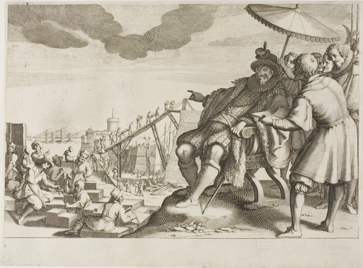 Storhertugen forsterker havnen i Livorno, fra Life of Ferdinando I de’ Medici av Jacques Callot