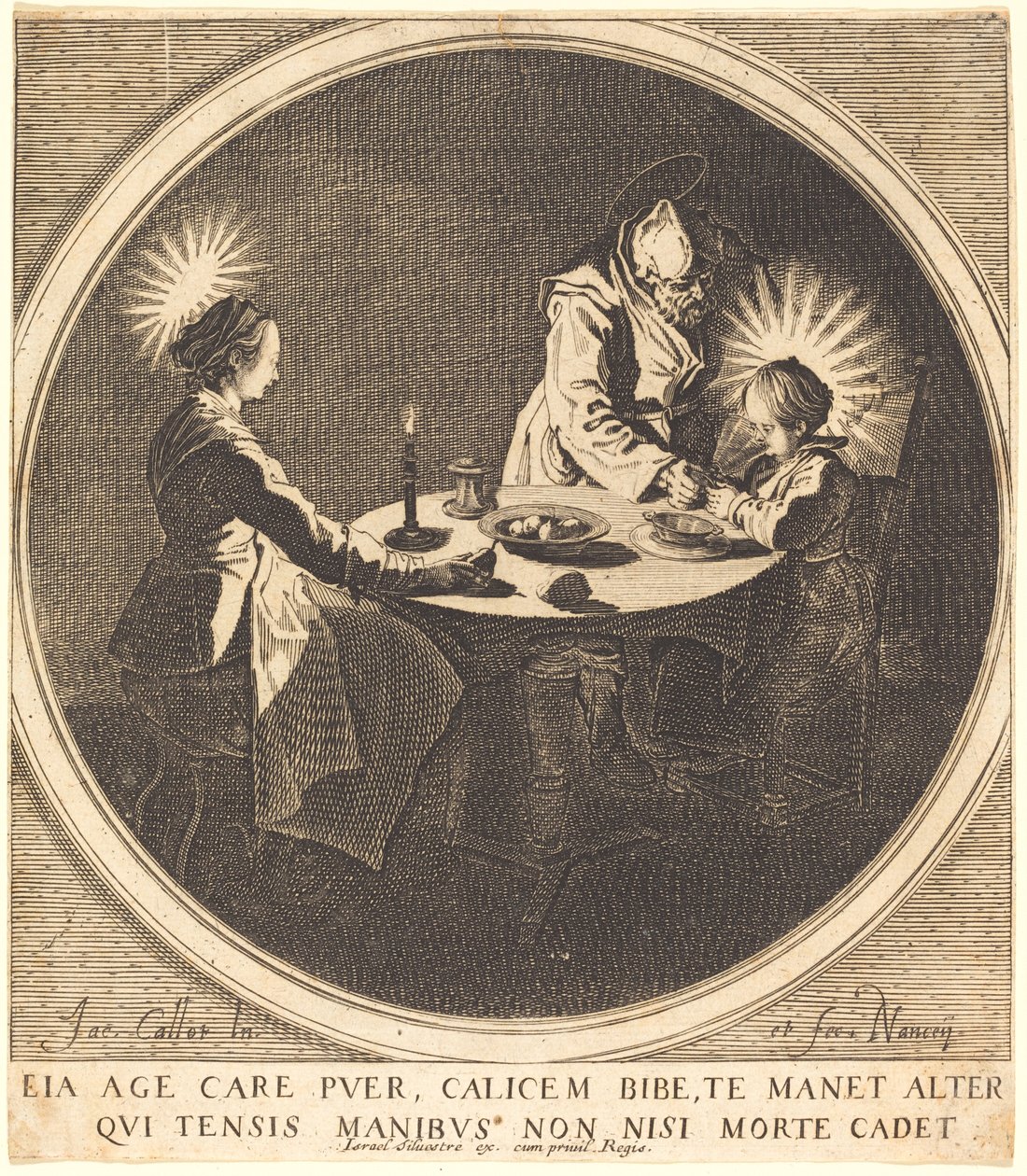 Den hellige familie ved bordet av Jacques Callot