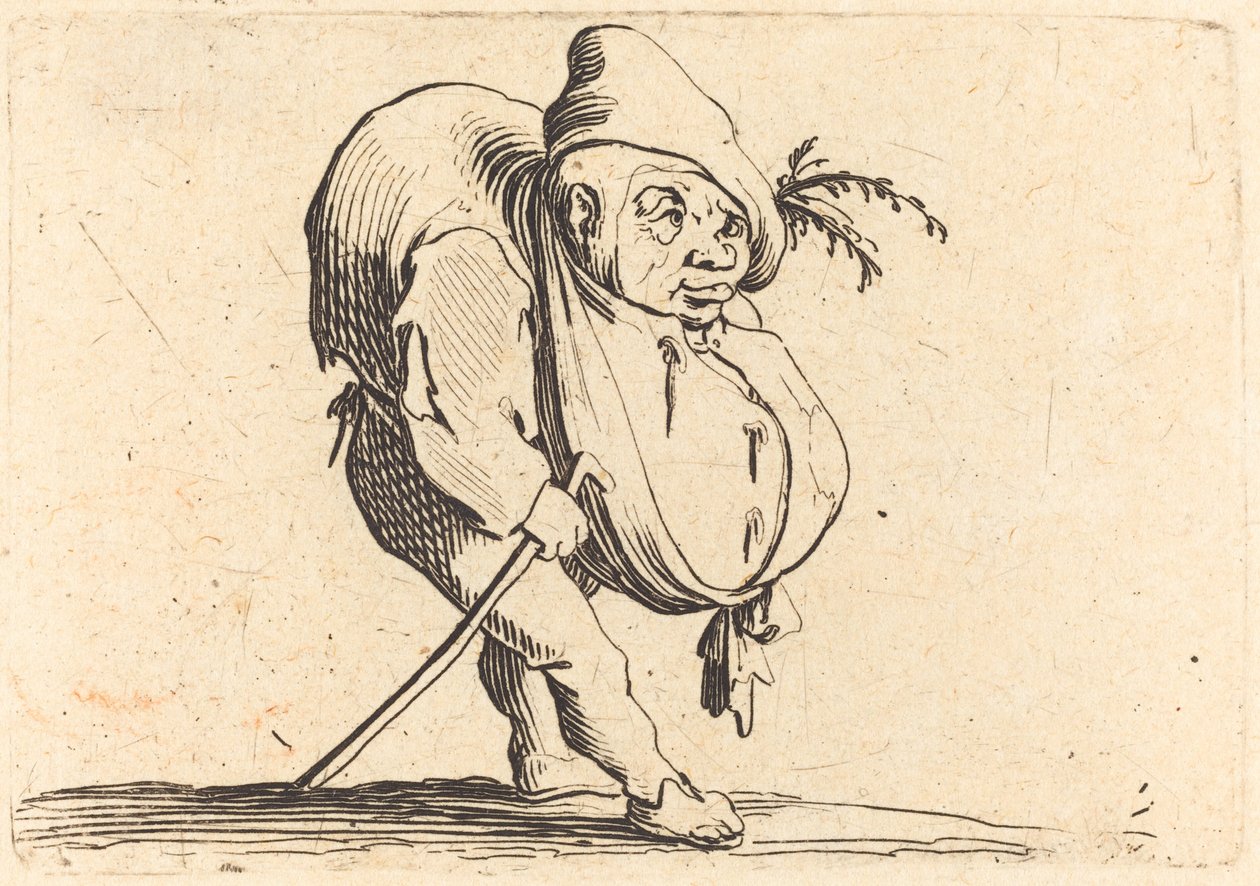 Pukkelryggen med stokk av Jacques Callot