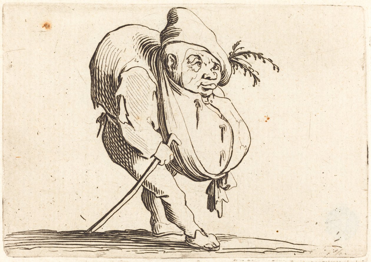 Pukkelryggen med stokk av Jacques Callot