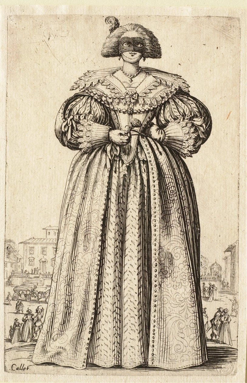 Damen med en maske av Jacques Callot