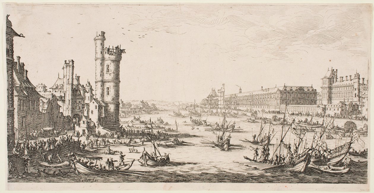 De store utsiktene over Paris: utsikt over Louvre av Jacques Callot