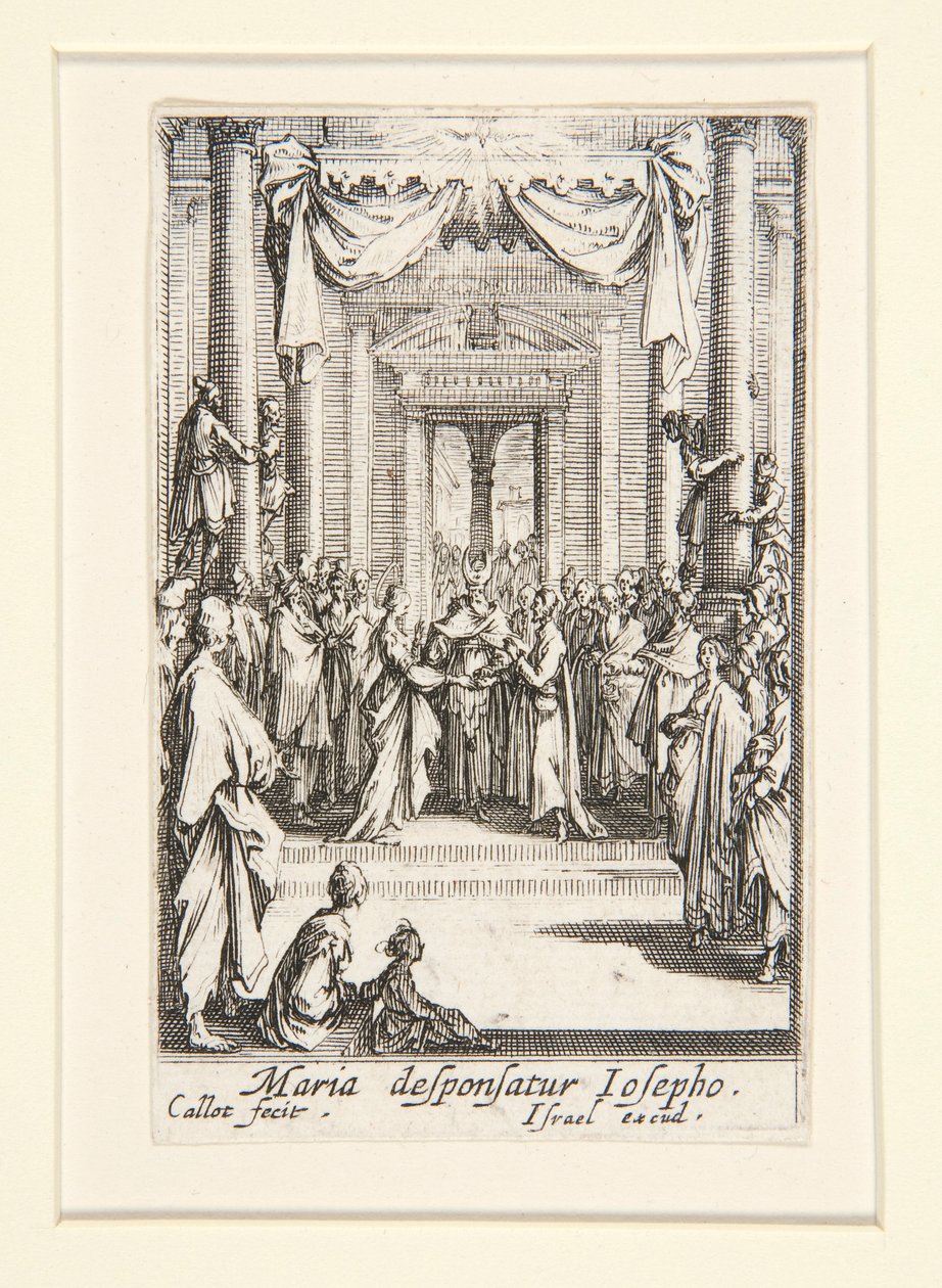 Jomfruens ekteskap, nr. 4 fra The Life of the Virgin av Jacques Callot