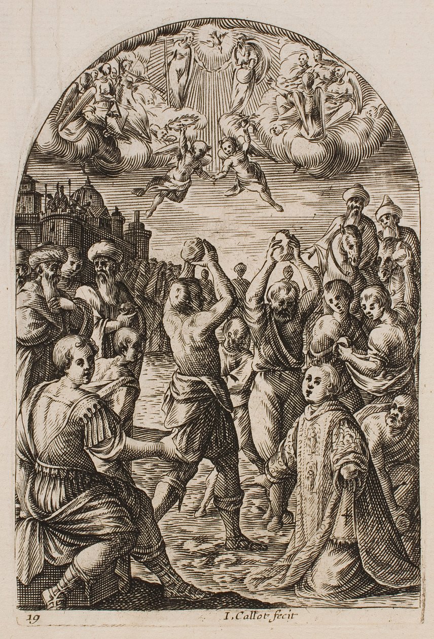 Sankt Stefans martyrium, fra serien «Bilder fra Roma» av Jacques Callot