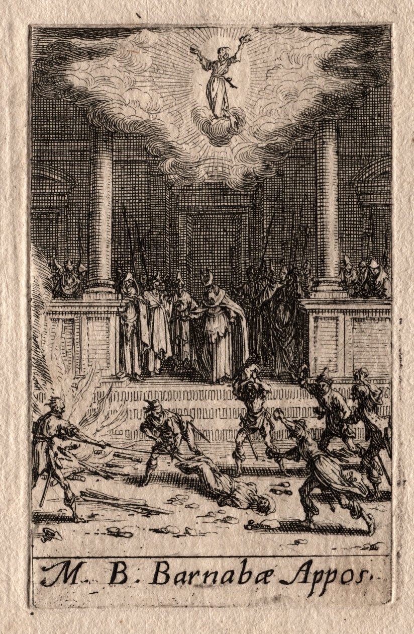 Apostlenes martyrium: St. Barnabas. av Jacques Callot