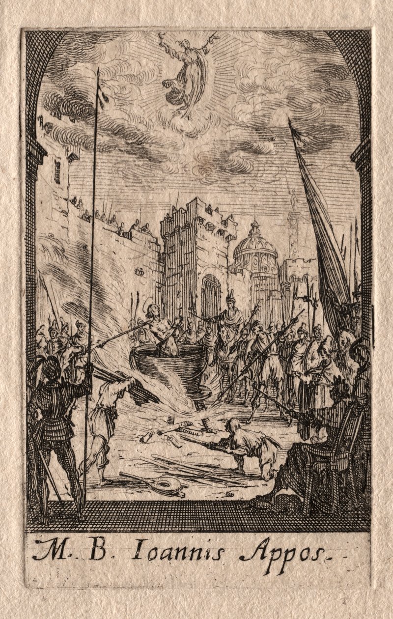 Apostlenes martyrium: St. Johannes evangelisten av Jacques Callot