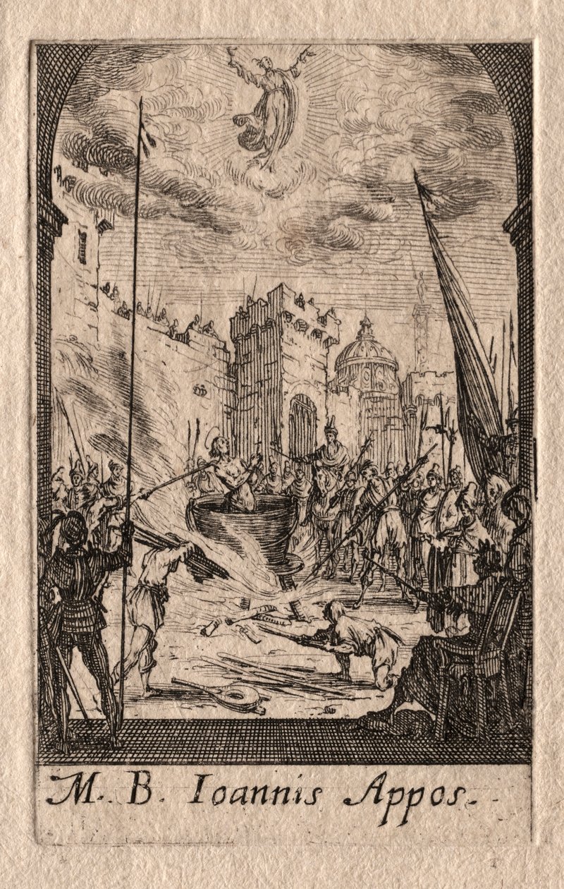 Apostlenes martyrium: St. Johannes evangelisten. av Jacques Callot