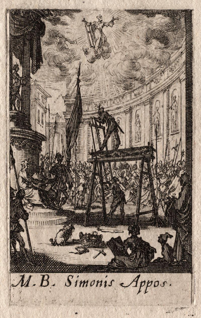Apostlenes martyrium: St. Simon av Jacques Callot