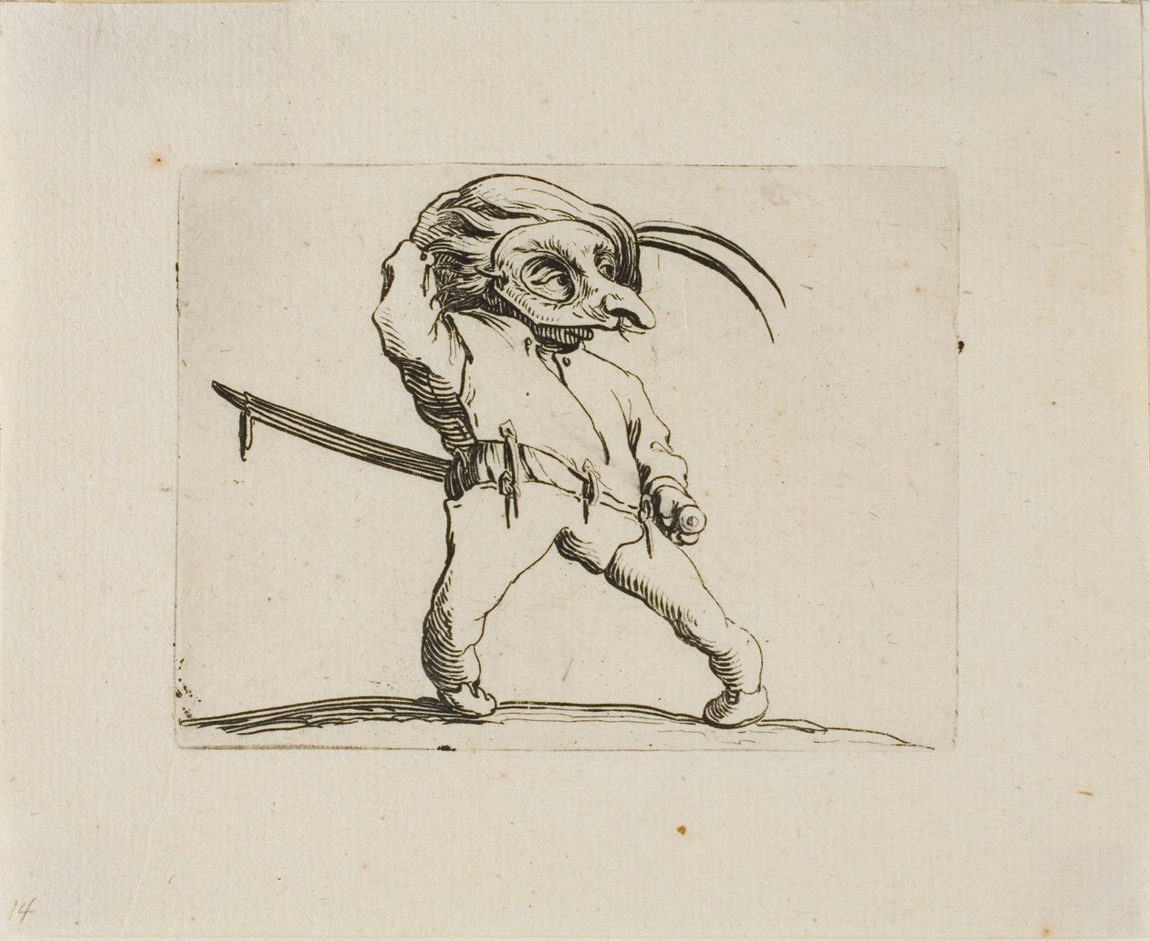 The Masked Man with Twisted Legs, fra Varie Figure Gobbi av Jacques Callot