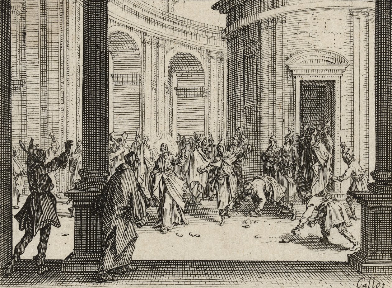 Kjøpmennene drevet fra tempelet, 1635 av Jacques Callot