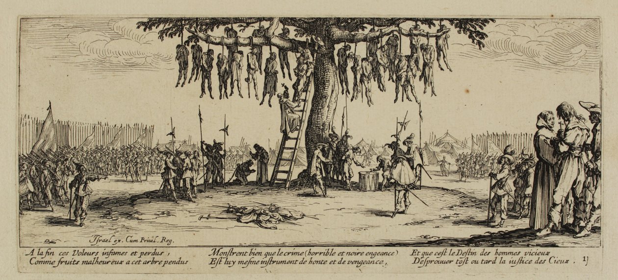Krigens miseries, nr. 11. The Hanging, 1633 av Jacques Callot