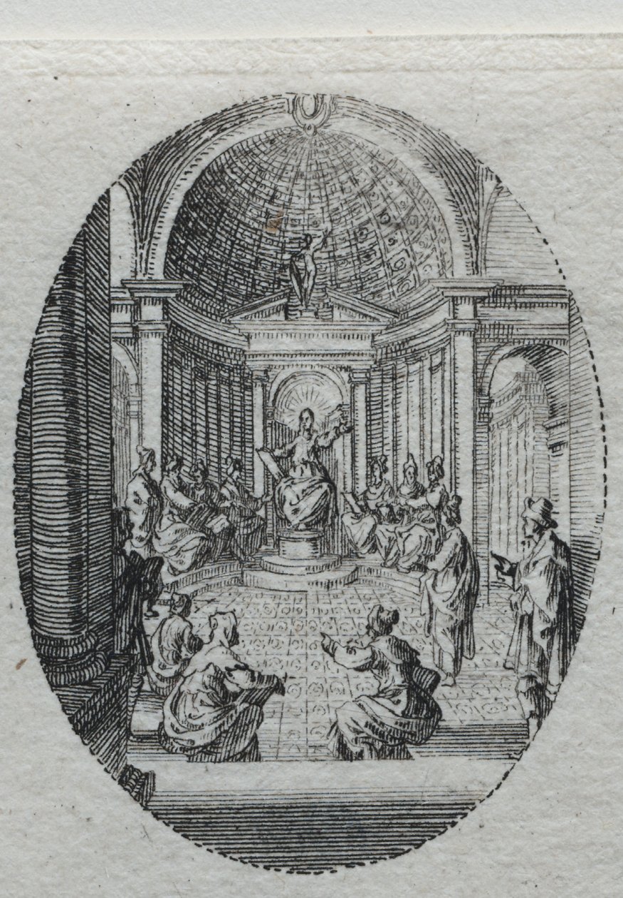 Lidenskapens mysterier: Kristus disputerer med legene. av Jacques Callot