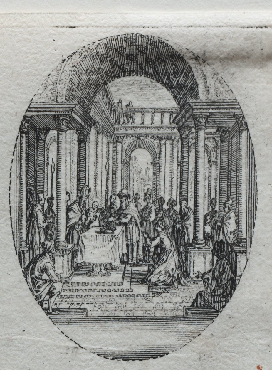 Lidenskapens mysterier: presentasjonen i tempelet. av Jacques Callot