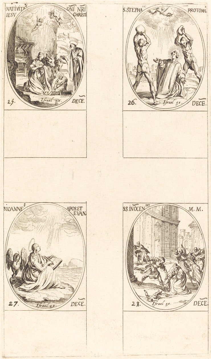 Fødselen, St. Stephen, St. John, Hellige uskyldige. av Jacques Callot