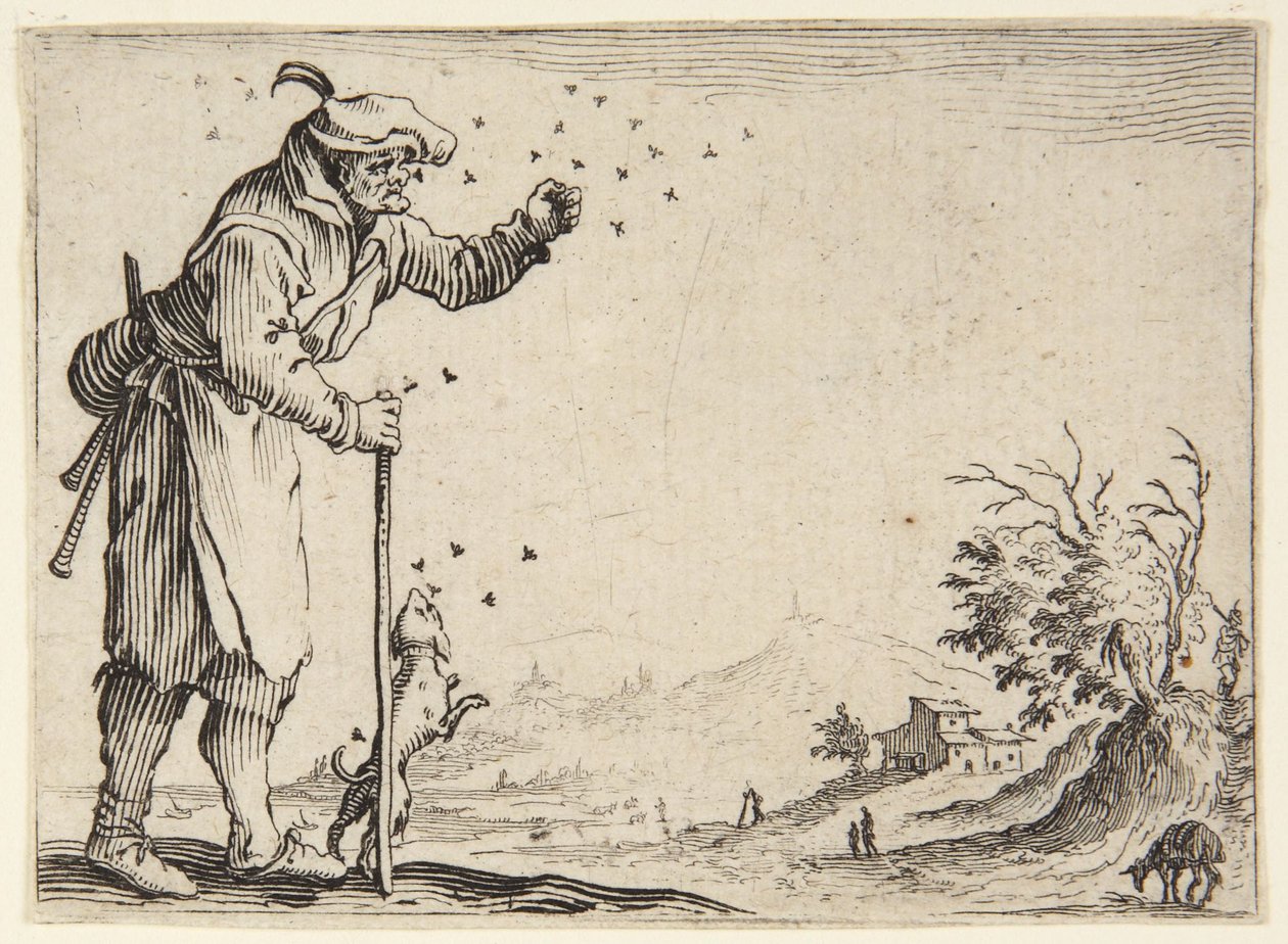 Bonden angrepet av bier av Jacques Callot