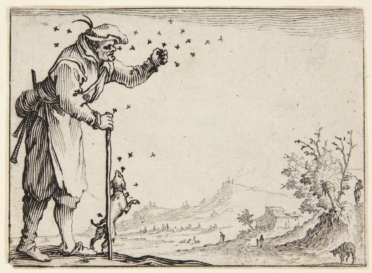 Bonden angrepet av bier av Jacques Callot