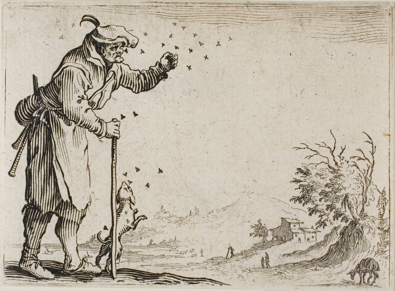Bonden angrepet av bier, fra The Caprices av Jacques Callot